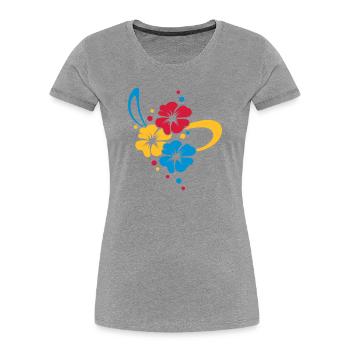 Flower Bouquet with ribbon - Women's Premium Organic T-Shirt - heather grey - Front - Mia (176cm)
