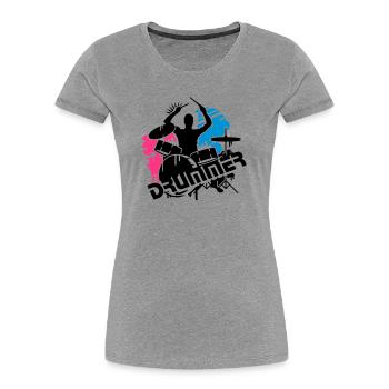 Ein Schlagzeuger und sein Schlagzeug - Frauen Premium Bio T-Shirt - Grau meliert - Vorne - Mia (176cm)