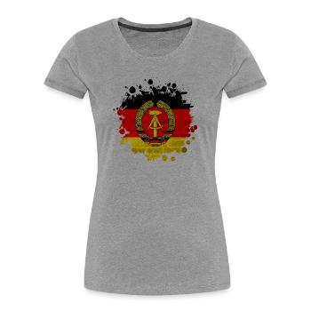 GDR Fleck Klecks / Gift Flag East Germany - Women's Premium Organic T-Shirt - heather grey - Front - Mia (176cm)