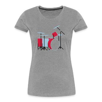 coloured_drums - Frauen Premium Bio T-Shirt - Grau meliert - Vorne - Mia (176cm)