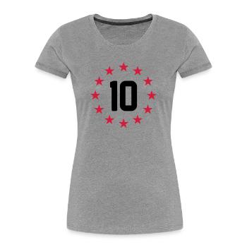 10 years - Women's Premium Organic T-Shirt - heather grey - Front - Mia (176cm)