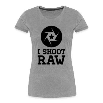 I Shoot RAW - Star - T-shirt bio Premium Femme - gris chiné - Devant - Mia (176cm)