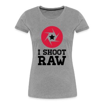 I Shoot UNFILTERED FILES - Star - Frauen Premium Bio T-Shirt - Grau meliert - Vorne - Mia (176cm)