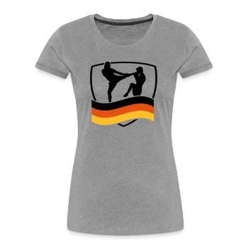deutschland_kampfsport_1 - Frauen Premium Bio T-Shirt - Grau meliert - Vorne - Mia (176cm)