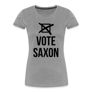 Vote Saxon - Women's Premium Organic T-Shirt - heather grey - Front - Mia (176cm)