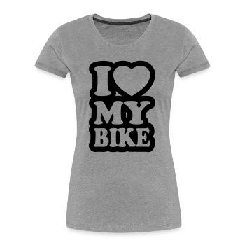 I love my bike - Ich liebe mein Motorrad - Frauen Premium Bio T-Shirt - Grau meliert - Vorne - Mia (176cm)