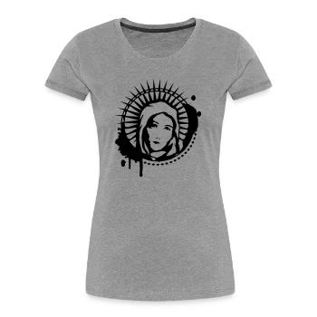 Maria Portrait Graffiti Schablone - Frauen Premium Bio T-Shirt - Grau meliert - Vorne - Mia (176cm)