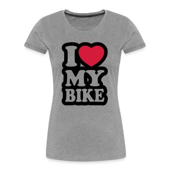 I love my bike - Ich liebe mein Motorrad - Frauen Premium Bio T-Shirt - Grau meliert - Vorne - Mia (176cm)