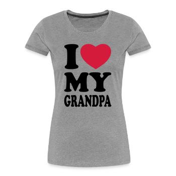 I love my grandpa - Ich liebe mein Opa - Frauen Premium Bio T-Shirt - Grau meliert - Vorne - Mia (176cm)