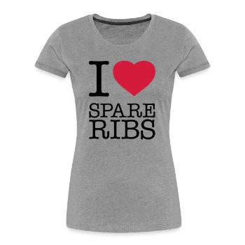 I LOVE SPARE RIBS - Frauen Premium Bio T-Shirt - Grau meliert - Vorne - Mia (176cm)