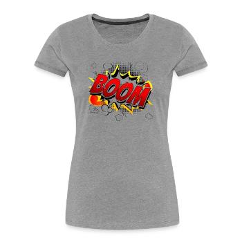 Boom Comic Graphic - Women's Premium Organic T-Shirt - heather grey - Front - Mia (176cm)