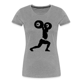 haltérophile - T-shirt bio Premium Femme - gris chiné - Devant - Mia (176cm)
