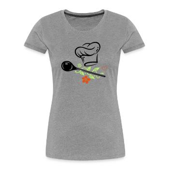 Cooking Chef's Hat Chef Vegan Healthy Wooden spoon - Women's Premium Organic T-Shirt - heather grey - Front - Mia (176cm)