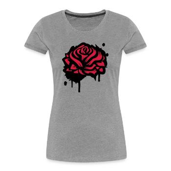 Abstrakte Rote Rose Minimalistische Floral Grafik - Frauen Premium Bio T-Shirt - Grau meliert - Vorne - Mia (176cm)