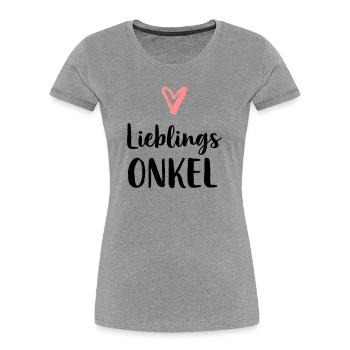 Lieblings Onkel Herz Geschenk Geburtstag - Frauen Premium Bio T-Shirt - Grau meliert - Vorne - Mia (176cm)