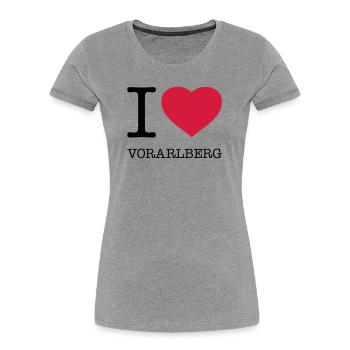 I LOVE VORARLBERG Austria Österreich - Frauen Premium Bio T-Shirt - Grau meliert - Vorne - Mia (176cm)