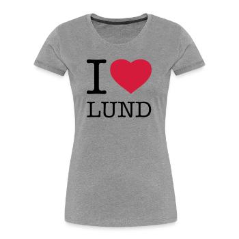 I LOVE LUND Sweden - Women's Premium Organic T-Shirt - heather grey - Front - Mia (176cm)