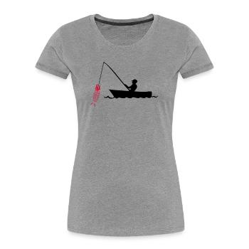 angler angeln fischen - Frauen Premium Bio T-Shirt - Grau meliert - Vorne - Mia (176cm)