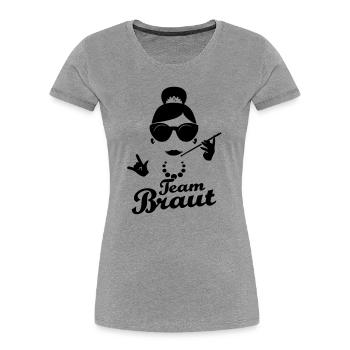 Hochzeit Crew Shirts Team Braut - Frauen Premium Bio T-Shirt - Grau meliert - Vorne - Mia (176cm)