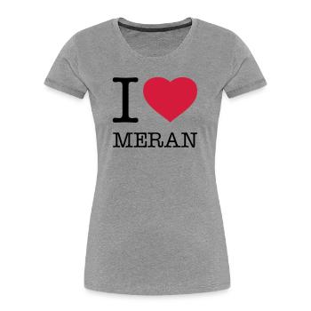 I LOVE MERAN - Frauen Premium Bio T-Shirt - Grau meliert - Vorne - Mia (176cm)