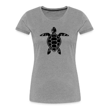 Une tortue de mer - T-shirt bio Premium Femme - gris chiné - Devant - Mia (176cm)