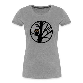 An owl sitting on a tree - Women's Premium Organic T-Shirt - heather grey - Front - Mia (176cm)