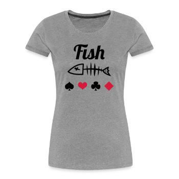 Poker : Fish - T-shirt bio Premium Femme - gris chiné - Devant - Mia (176cm)