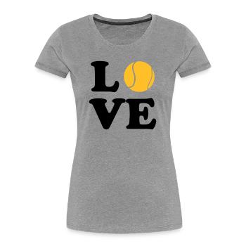 Love Tennis - T-shirt bio Premium Femme - gris chiné - Devant - Mia (176cm)