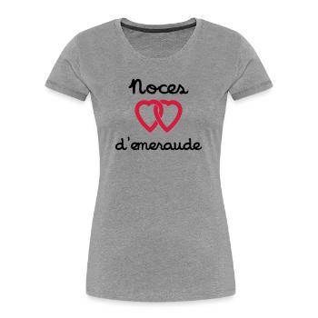 Noces d'emeraude - T-shirt bio Premium Femme - gris chiné - Devant - Mia (176cm)