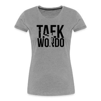 taekwondo - Frauen Premium Bio T-Shirt - Grau meliert - Vorne - Mia (176cm)