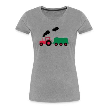 traktor trecker landwirtschaft - Frauen Premium Bio T-Shirt - Grau meliert - Vorne - Mia (176cm)