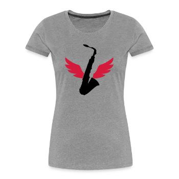 Saxophone / Saxophon - Frauen Premium Bio T-Shirt - Grau meliert - Vorne - Mia (176cm)