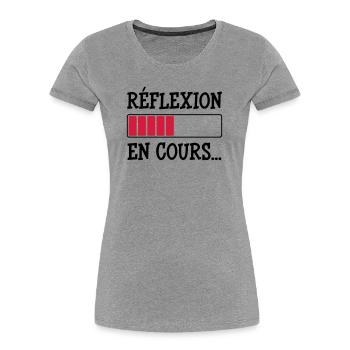 Réflexion en cours... - T-shirt bio Premium Femme - gris chiné - Devant - Mia (176cm)