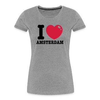 amsterdam - Frauen Premium Bio T-Shirt - Grau meliert - Vorne - Mia (176cm)