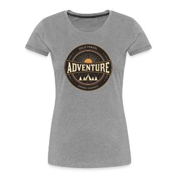 Voyage solo aventure, meilleur T-shirt de voyage - T-shirt bio Premium Femme - gris chiné - Devant - Mia (176cm)
