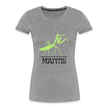 Gottesanbeterin – Illustration für Naturfreunde - Frauen Premium Bio T-Shirt - Grau meliert - Vorne - Mia (176cm)