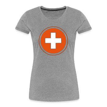 swisscross Swiss Cross white red - Women's Premium Organic T-Shirt - heather grey - Front - Mia (176cm)