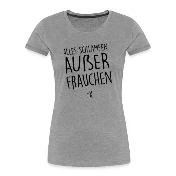 Mein Frauchen - Frauen Premium Bio T-Shirt - Grau meliert - Vorne - Mia (176cm)