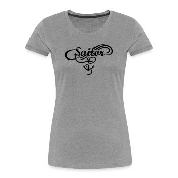Sailor Waves Anchor Sail Sailing - Women's Premium Organic T-Shirt - heather grey - Front - Mia (176cm)