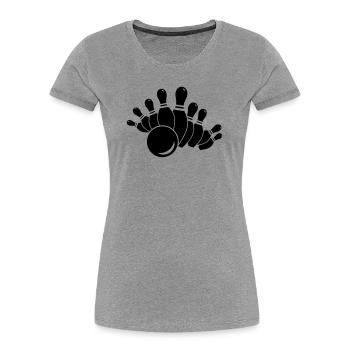 sport kegeln - Frauen Premium Bio T-Shirt - Grau meliert - Vorne - Mia (176cm)