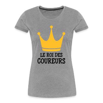 Course à Pied / Running / Jogging / Coureur - T-shirt bio Premium Femme - gris chiné - Devant - Mia (176cm)