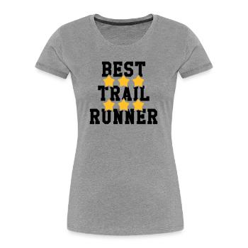 Course à Pied / Running / Jogging / Coureur - T-shirt bio Premium Femme - gris chiné - Devant - Mia (176cm)