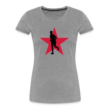 Course à Pied / Running / Jogging / Coureur - T-shirt bio Premium Femme - gris chiné - Devant - Mia (176cm)