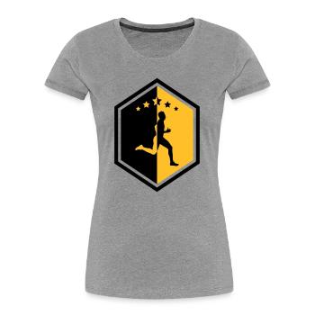 Laufen / Running / Jogging / Joggen / Marathon - Frauen Premium Bio T-Shirt - Grau meliert - Vorne - Mia (176cm)