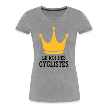 Cyclisme / Cycliste / Vélo / VTT / BMX - T-shirt bio Premium Femme - gris chiné - Devant - Mia (176cm)