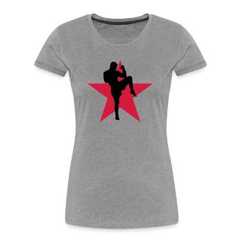 Kickboxen / Kickboxing / Kickboxer / Kick Boxing - Frauen Premium Bio T-Shirt - Grau meliert - Vorne - Mia (176cm)