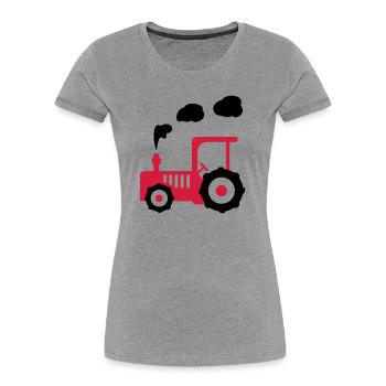 traktor landwirtschaft - Frauen Premium Bio T-Shirt - Grau meliert - Vorne - Mia (176cm)