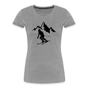 ski alpin wintersport - Frauen Premium Bio T-Shirt - Grau meliert - Vorne - Mia (176cm)