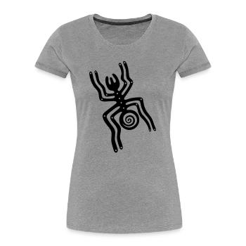 Nazca Linien, Spinne, spider - Frauen Premium Bio T-Shirt - Grau meliert - Vorne - Mia (176cm)