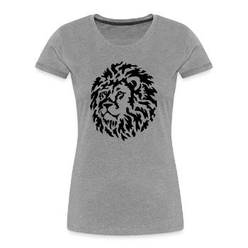 lion - Women's Premium Organic T-Shirt - heather grey - Front - Mia (176cm)